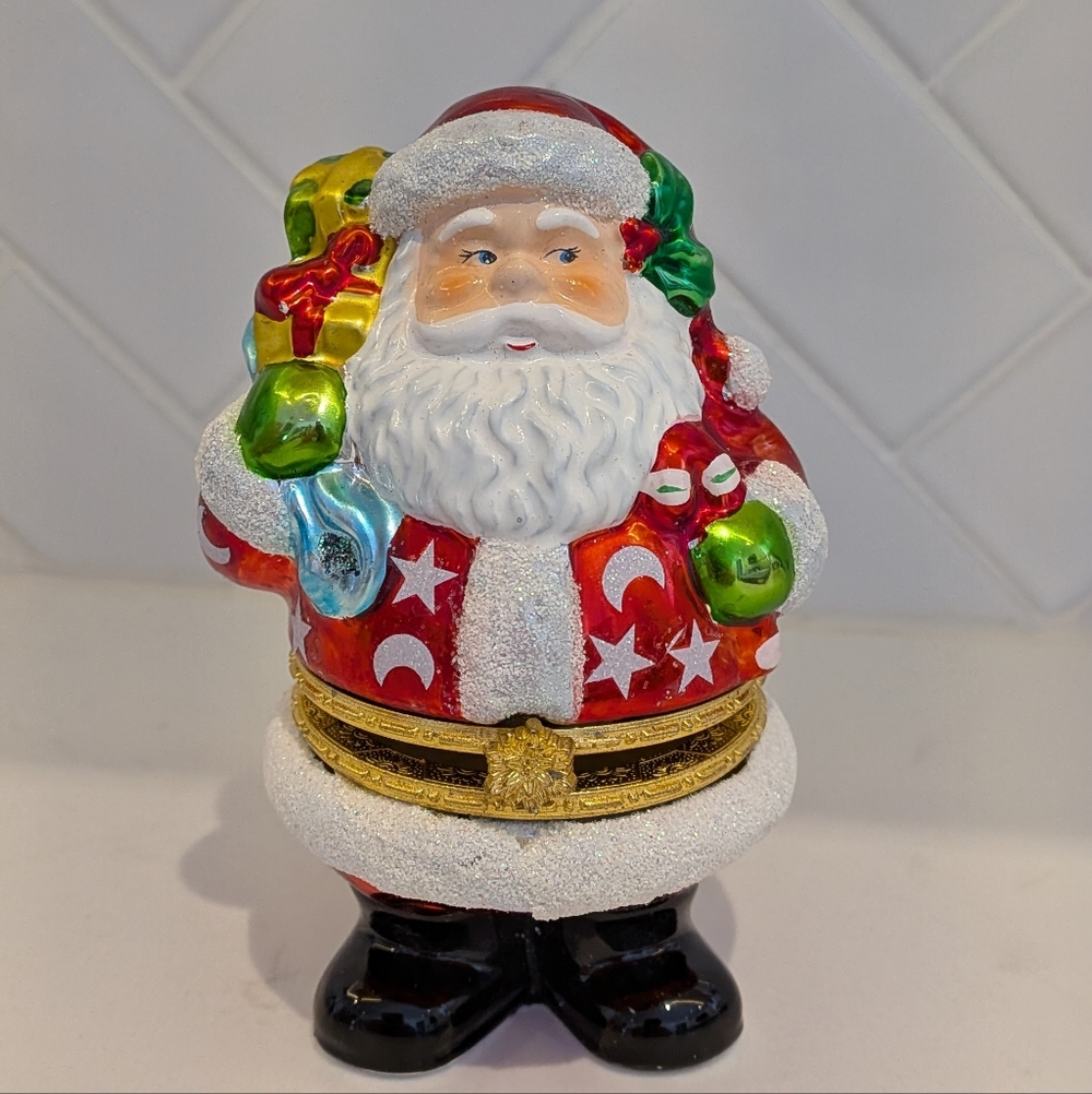 Vintage Christopher Radko Galerie Santa Claus Hinged Trinket Gift Box Candy